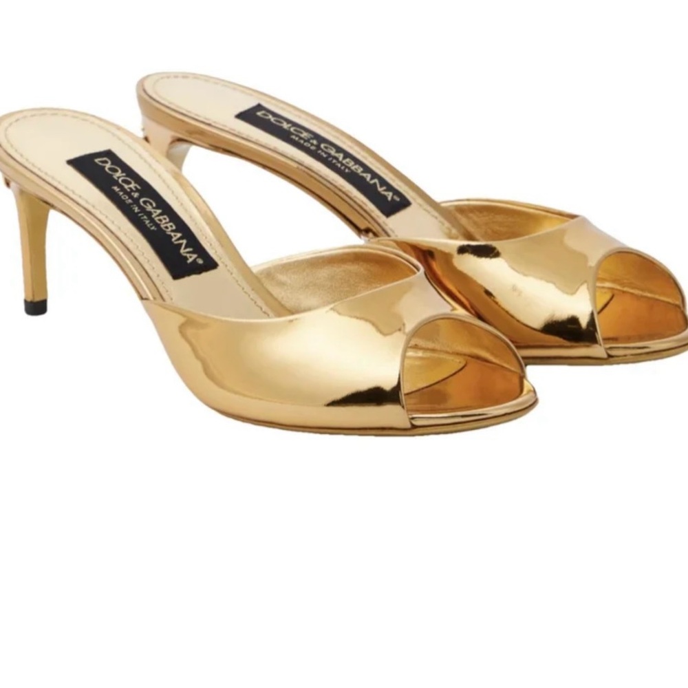 Dolce & Gabbana Metallic Gold Open-Toe Heels